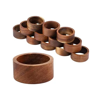 12 Штук деревянных колец для салфеток Держатель для салфеток для обеденного стола Декоративные праздничные кольца для салфеток для украшения стола 22