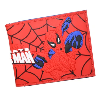 Кошелек с рисунком Человека-паука из комиксов Marvel, кармашек для монет, держатель для удостоверения личности, короткий кошелек из ПВХ 3D Touch для маленьких детей 21