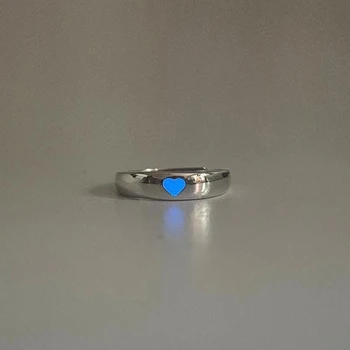 Женское флуоресцентное кольцо из 2 предметов, светящееся в темноте, регулируемое кольцо для пары ювелирных изделий на палец Прямая доставка