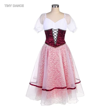 Профессиональное балетное платье для танцев с пышными рукавами-пачками, с крючком сзади и 2 рядами пуговиц для глаз сзади, Романтические юбки-пачки 22