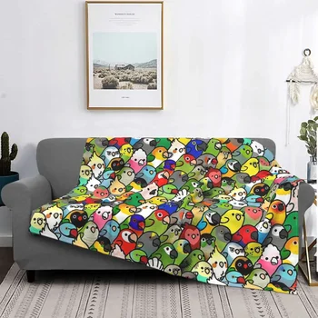 Декоративное одеяло, Фланелевое украшение, Переносное домашнее покрывало с рисунком каждой Птички 12