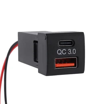 Автомобильное зарядное устройство с двумя USB-разъемами, адаптер PD Type-C для быстрой зарядки Toyota QC 3.0 17