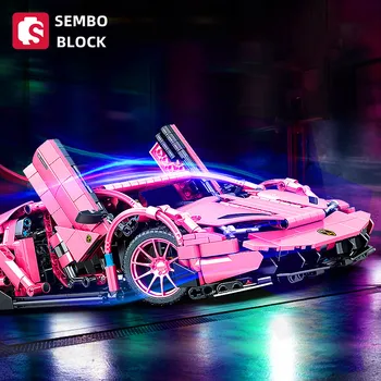 Кирпичная модель суперкара SEMBO BLOCK, сборка высокотехнологичных скоростных гоночных автомобилей, игрушки для девочек, модные украшения для коллекции подарков на день рождения для мальчиков 21