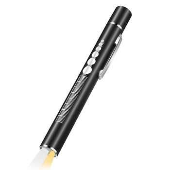 1 ШТ USB перезаряжаемый -удобная ручка с подсветкой, черный карманный светодиодный фонарик из нержавеющей стали 23