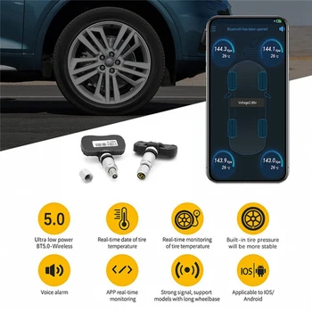 Автомобильный датчик давления в шинах TPMS BT 5.0 Bluetooth Система мониторинга давления в шинах для системы Android/IOS