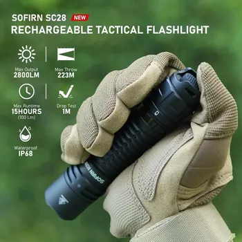 Sofirn SC28 XHP50B HD LED 2800Lm Type-C Перезаряжаемый Фонарик Переносной Мощный 21700 Факел EDC Flash Light IPX8 для Кемпинга 23