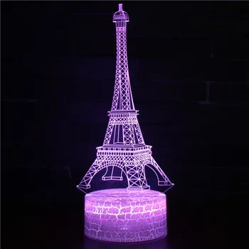 Ночная Эйфелева Башня 3D LED Оптическая Иллюзия Декор Спальни Настольная Лампа 7 Цветов Ночник На День Рождения Рождественские Подарки для Детей 3