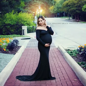Макси-платье для беременных с длинным рукавом, реквизит для фотосъемки, элегантная одежда для беременных, платье для беременных, одежда для фотосессии для беременных 8
