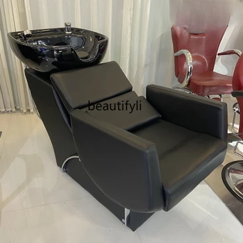 Кресло для мытья шампунем Парикмахерская Специальная Компактная кровать для мытья посуды Косметологический салон Сидячее Полулежачее кресло для мытья шампунем 5