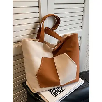 Модная лоскутная сумка-тоут, холщовая роскошная женская сумка, модная дизайнерская простая сумка через плечо, модная дизайнерская сумка через плечо 9