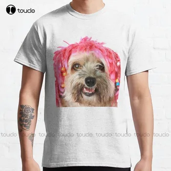Милая собака С Париком, Классическая футболка, Пляжная Рубашка, Хлопковая Уличная Простая Повседневная футболка Vintag Harajuku Streetwear Xs-5Xl