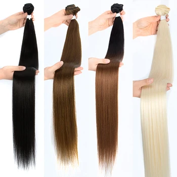 Пучки прямых волос Bella Yaki 130 г Омбре коричневого цвета 36 дюймов Синтетические волосы высокотемпературного плетения, собранные в хвост для наращивания волос 16