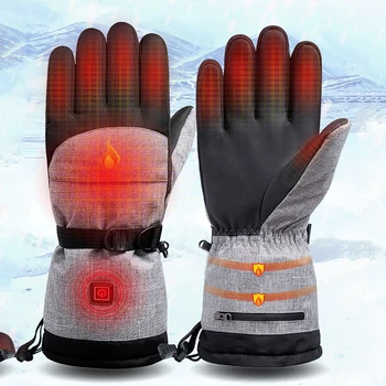 Зимняя зарядка, обогрев, горячие перчатки для верховой езды, Лыжные электрические перчатки, Утолщенные Водонепроницаемые перчатки для наружного обогрева от холода с 3 передачами 15
