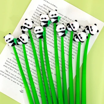 1 шт. Гелевая ручка в форме милой панды, Бамбуковая ручка для подписи, Мультяшный Силикон, 0,5 мм, Черная ручка для письма, Канцелярские принадлежности для студентов, Подарки 23