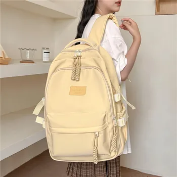 Школьная сумка для девочек, модный тренд, большой емкости, легкий рюкзак для старшеклассницы, рюкзак однотонного цвета Mochila 7