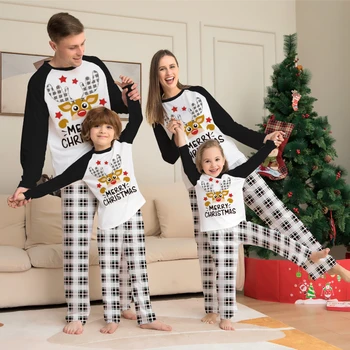 Пары Рождественский Семейный Комплект Одинаковых Пижам Красный Санта Мама Детская Одежда Рождественские Пижамы Для Семьи Комплект Одежды Пижамы 15