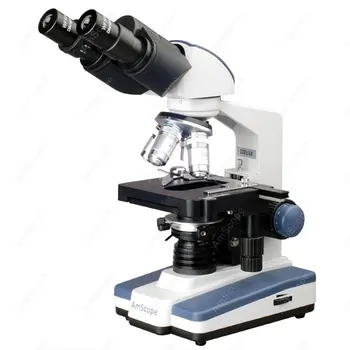 AmScope Поставляет 40X-2500X Светодиодный Лабораторный Бинокулярный Составной Микроскоп с 3D Двухслойной механической ступенью 13
