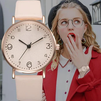 Новые женские часы Роскошные Повседневные Изысканные Часы на кожаном ремне С модными кварцевыми наручными часами Reloj Mujer в простом стиле