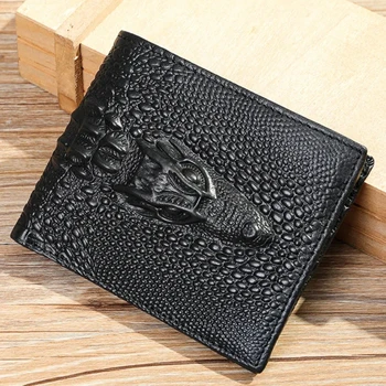 Мужской кошелек из натуральной кожи с рисунком крокодила, высококачественный деловой кошелек с Rfid-блокировкой, держатель для карт, карман для монет на молнии, кошелек