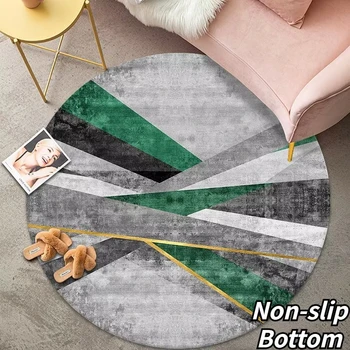 Современный геометрический круглый ковер, нескользящие моющиеся коврики для офисного кресла, коврики для украшения спальни, ковры большого размера для гостиной