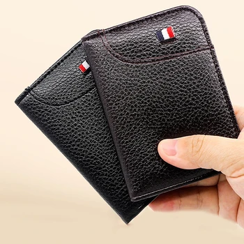 Винтажный минималистичный мужской кошелек из искусственной кожи, однотонный маленький кошелек, держатели кредитных карт, сумка для мелочи.