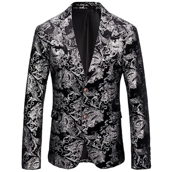 Модный Новый мужской повседневный трендовый костюм в цветочек 2023 года / Мужские Приталенные Блейзеры, куртка, пальто, платье с принтом 22