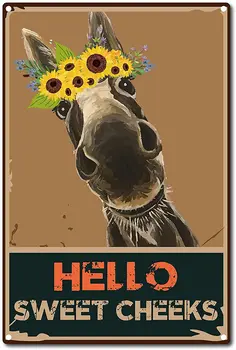 Металлический жестяной бренд donkey Hello sweet cheek sunflower в стиле ретро, интересная настенная роспись, подвесная железная картина, Семейный Садовый бар 8