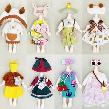 Модные комбинезоны, платья для кукол 1/12 BJD, красивый кукольный наряд для кукол 16 ~ 17 см, мультяшные костюмы для кукол 1/11 OB11, аксессуары для кукол 23