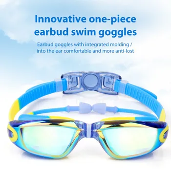 Профессиональные очки для плавания, детские очки для плавания с защитой от запотевания и ультрафиолета, с затычками для ушей, для водных видов спорта в бассейне, Очки для дайвинга 18