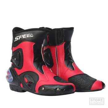 Ботинки для мотогонок A004, Профессиональная обувь для скоростных байкеров, Ботинки для долгой езды на мотоцикле с защитным переключением передач из микрофибры 8