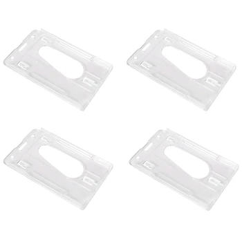 4X Вертикальный Жесткий Пластиковый Держатель для Бейджа Двойная карточка ID Мультипрозрачный 10x6 см 10