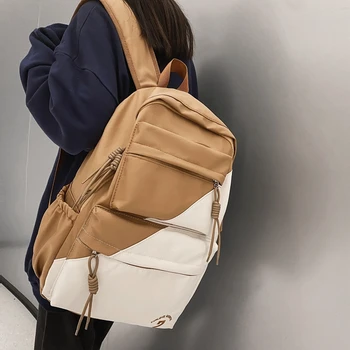 Новый Простой Модный Водонепроницаемый рюкзак в стиле пэчворк, Женский нейлоновый школьный рюкзак большой емкости, Студенческая сумка через плечо, Милая сумка для книг для девочек 11