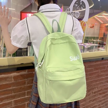 Школьный рюкзак для женщин, однотонный рюкзак для ноутбука, нейлоновая школьная сумка для девочек-подростков, рюкзак для путешествий большой емкости 12