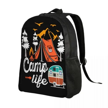 Походные рюкзаки Camp Life для мужчин и женщин, водонепроницаемая сумка для приключений в колледже, сумка для книг с принтом 19