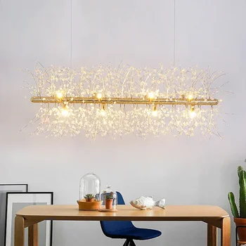 Хрустальная люстра в скандинавском стиле для столовой, современная спальня, светодиодные подвесные светильники, промышленные подвесные светильники для гостиной