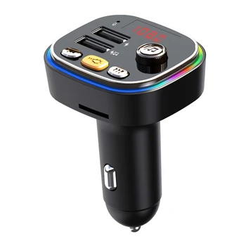 Новинка-FM-передатчик Bluetooth версии 5.0, комплект для автомобильного плеера, карта, автомобильное зарядное устройство быстрого действия с двойным USB-вольтметром, вход / выход AUX постоянного тока 12/24 В 16