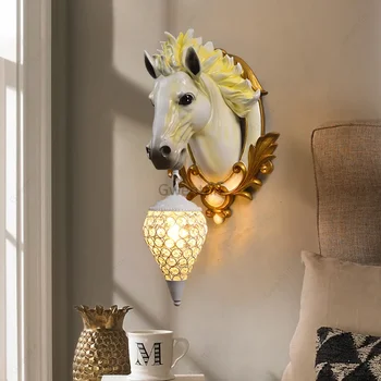Настенные Светильники Resin Art Horse из смолы, Настенные Светильники для Гостиной, Nordic Home Luminaria Decor, Бра Для Спальни, Светильник Для Входа, Светодиодный