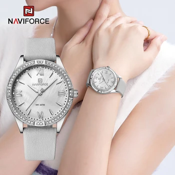 Женские часы NAVIFORCE Простые повседневные женские кожаные кварцевые наручные часы Спортивные водонепроницаемые часы для женщин NF5038 Relogio Feminino 15