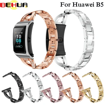 Для Huawei B5 ремешки для браслетов из нержавеющей стали со стразами Ремешок для часов для Huawei B5 ремешки для смарт-часов браслет Ремешок для часов 16
