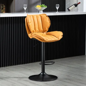 Оранжевая дизайнерская подставка для барного стула, Винтажный вращающийся макияж в японском стиле, мягкое кресло с откидной спинкой, Эксклюзивная офисная мебель Sedia 8