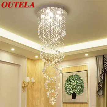 OUTELA Современный хрустальный подвесной светильник LED Креативная Роскошная Вращающаяся Люстра для дома, гостиной, виллы, лестничного декора. 2